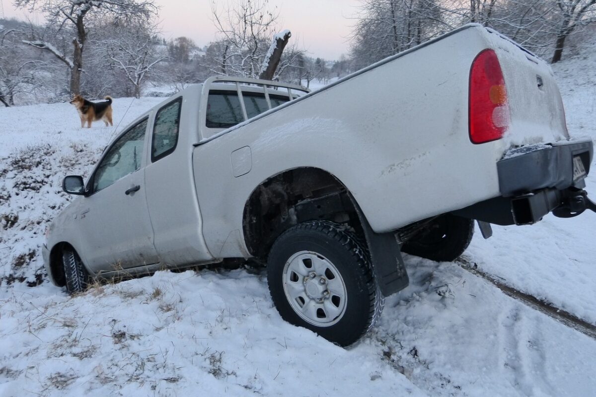 car crashed in snow